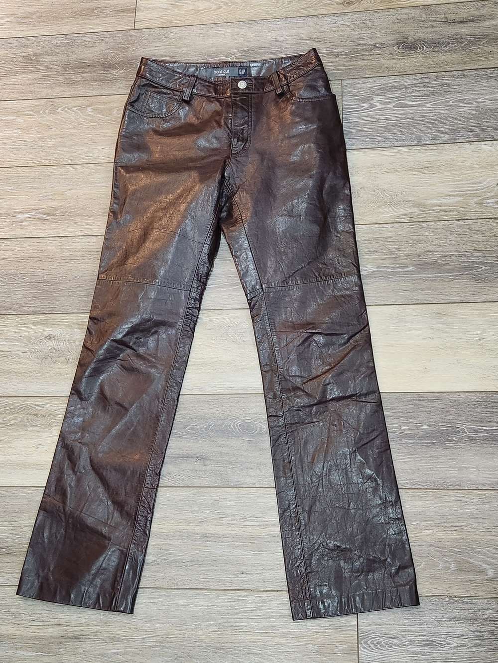 Vintage Gap Leather Pants Juniors Y2K 2000 Bootcut Flare size 1